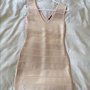 Hot Miami Styles Gold Sequin Bandage Dress